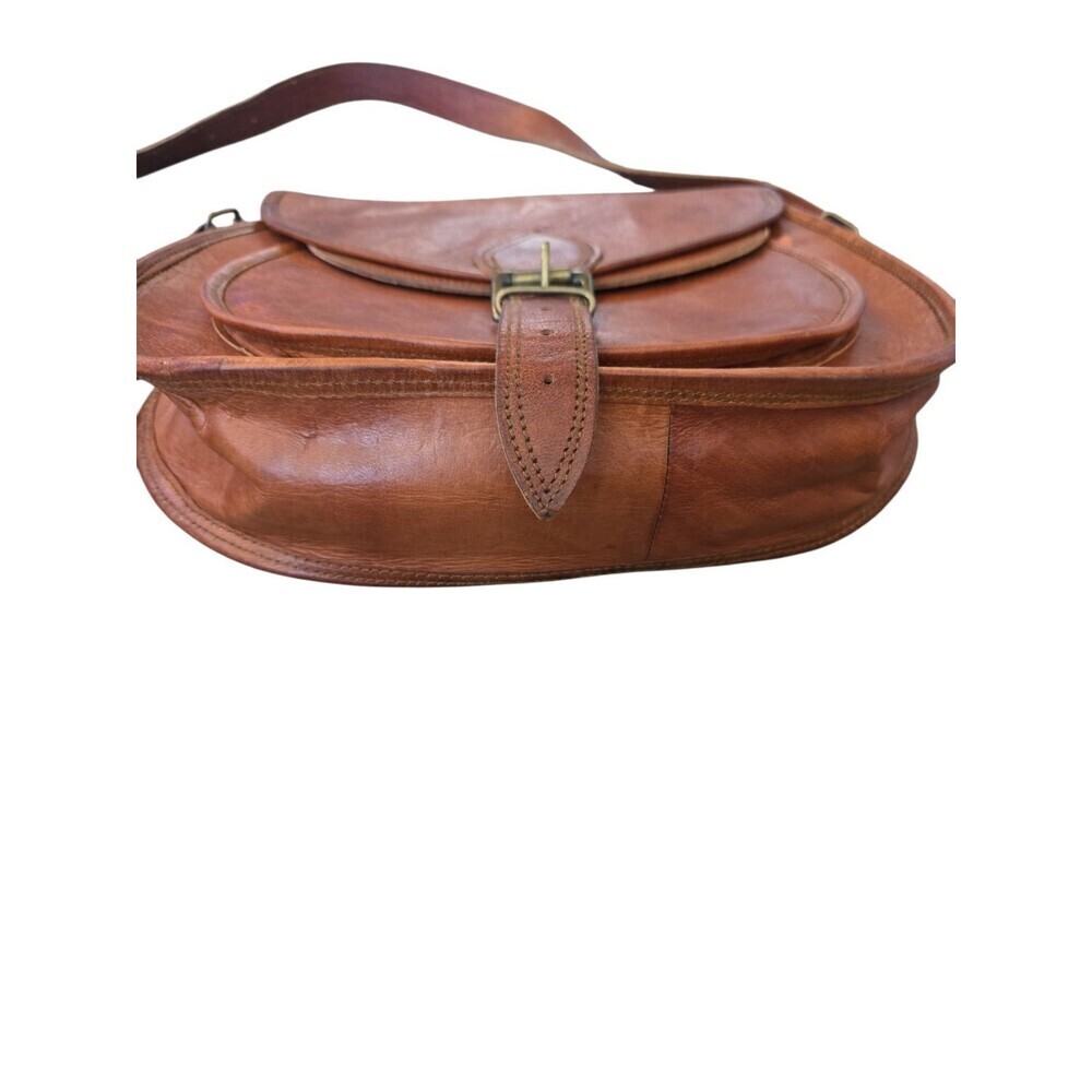 Vintage Leather Purse Satchel And Fable Saddle Medium Messenger Crossbody Brown - Picture 7 of 7